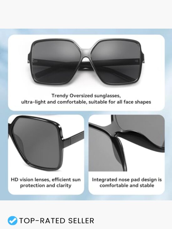 Oversized Square Sunglasses UV Protection Big Wide Fashion Shades Y2K Trendy